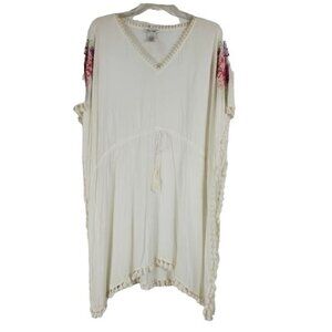Moss Rose embroidered swimsuit coverup